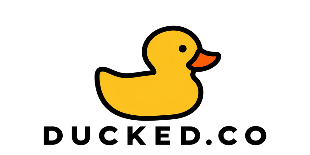 Ducked sarı ördek ve DUCKED.CO logosu
